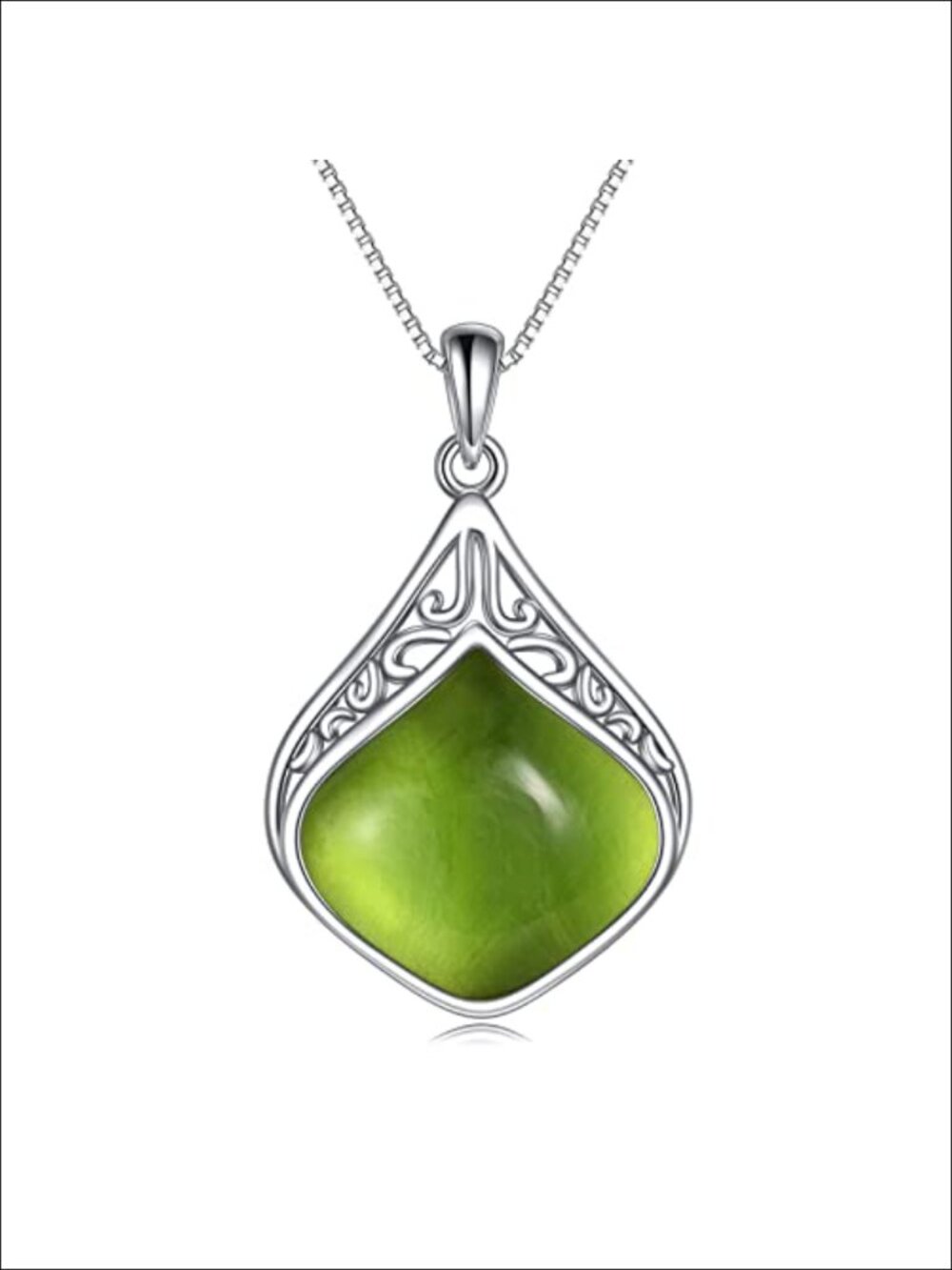 Sterling Silver Teardrop Peridot Pendant Necklace Irish Filigree Natural